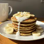Protein pancakes with banana recipe stack