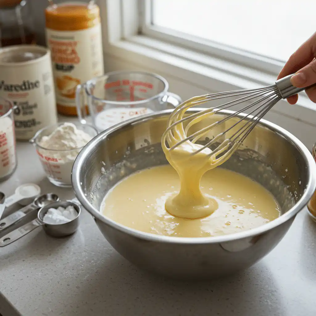 Mixing dairy-free pancake batter