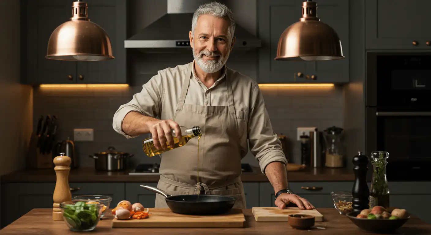 Chef Mike founder of Irresistible Meals preparing fresh ingredients in his kitchen