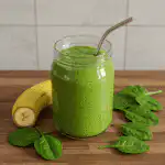 banana spinach smoothie recipes in a clear glass with spinach and banana