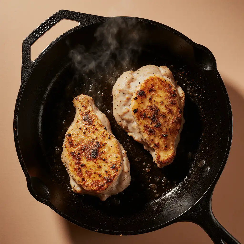 chicken cooking in skillet for tacos