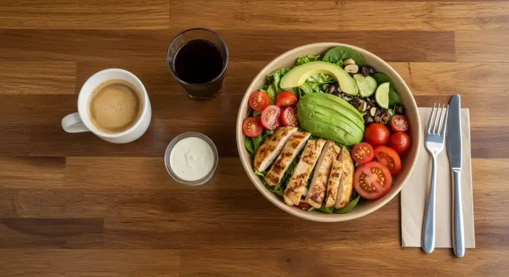 Every Meal, Made Irresistible 6 Healthy lunch bowl with chicken, vegetables, and coffee – Irresistible Meals