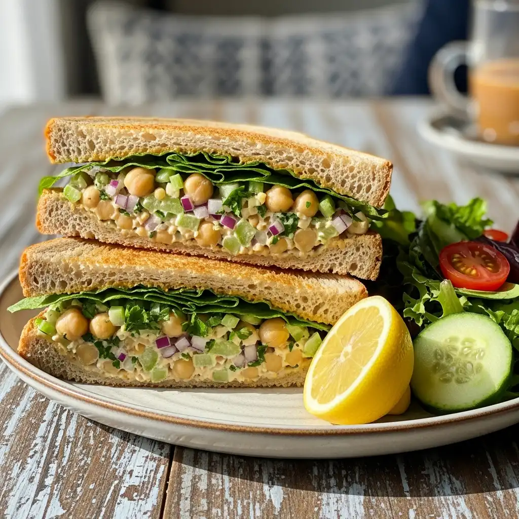 Chickpea Salad Sandwiches – Quick, Healthy & Delicious 8 Chickpea Salad Sandwiches serving idea