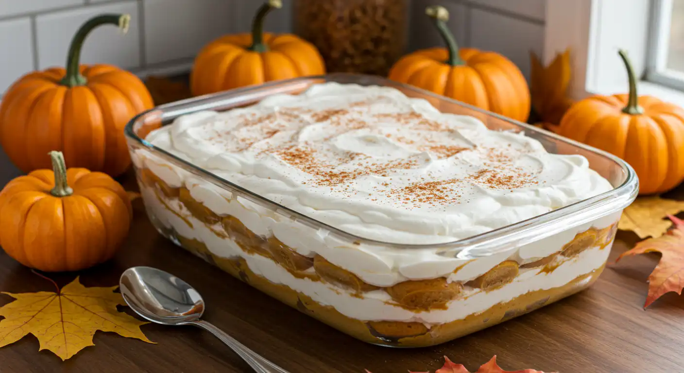 Bake Pumpkin Spice Tiramisu in a fall-themed kitchen
