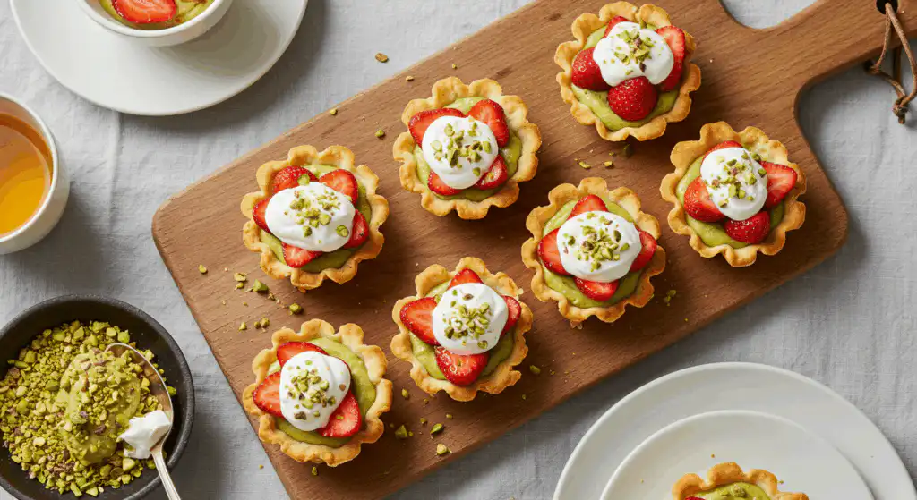 5 Easy Pistachio Pudding Desserts That Aren’t Cake 10 pistachio pudding tartlets topped with fruit and cream