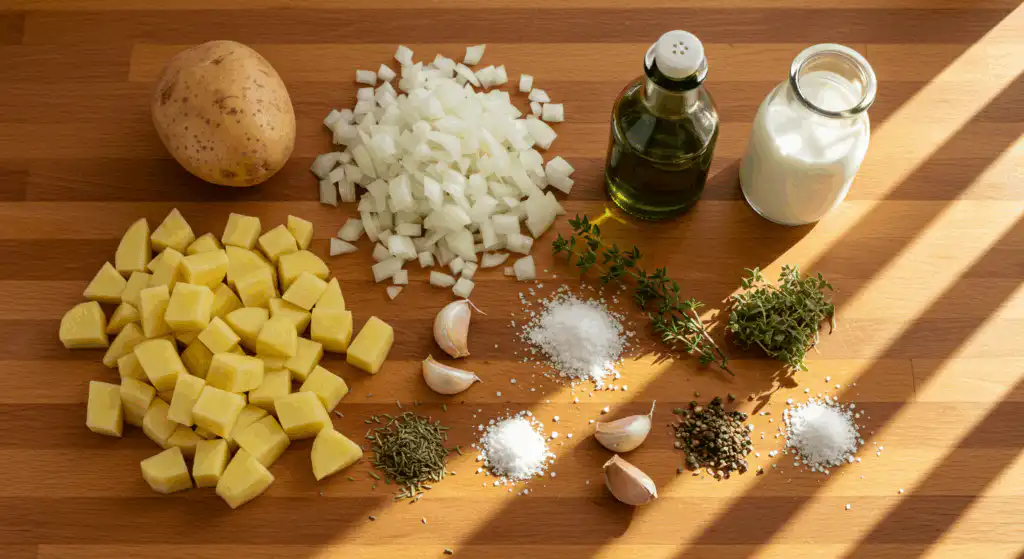 Ingredients for quick and easy soups made in 20 minutes