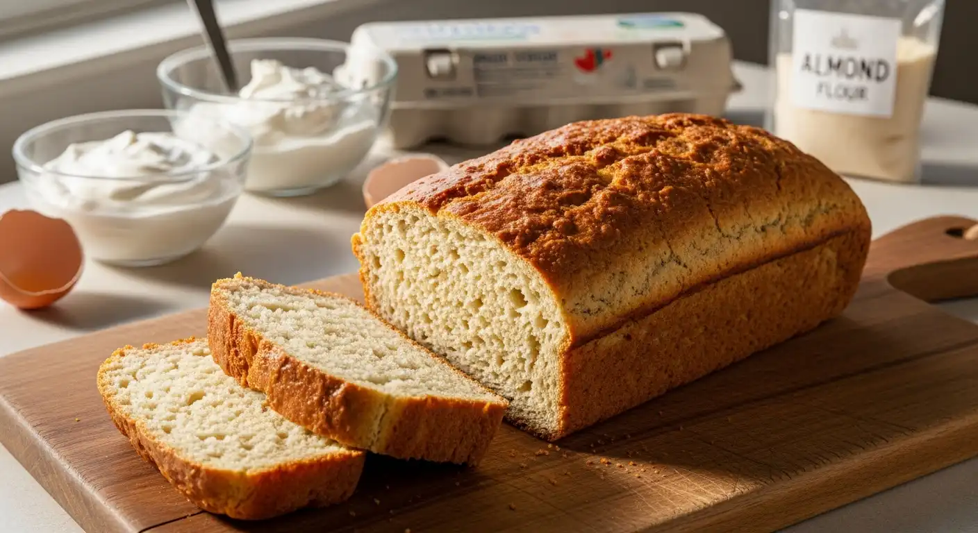 Zero Carb Yogurt Bread fresh loaf sliced