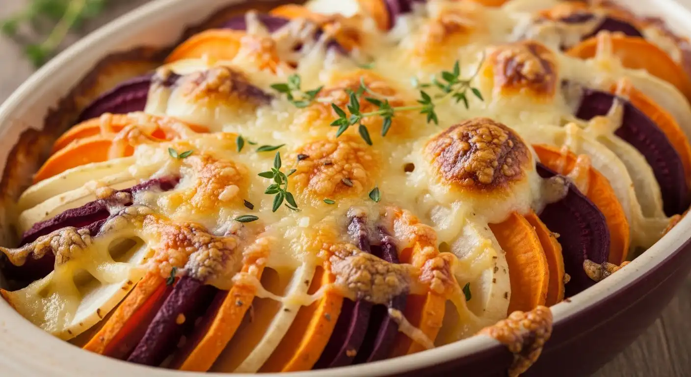 Cheesy Root Vegetable Gratin
