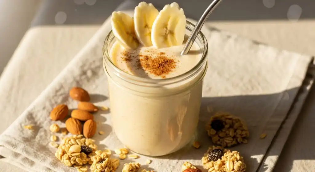 Banana Smoothie Recipe That’s Creamy, Simple & Perfect Anytime 5 banana smoothie recipe served in glass jar