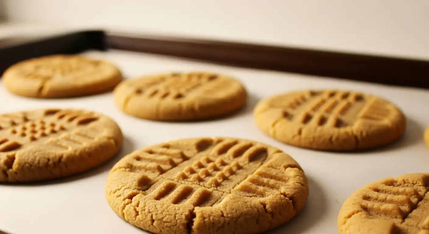 Homemade easy peanut butter cookies fresh from the oven
