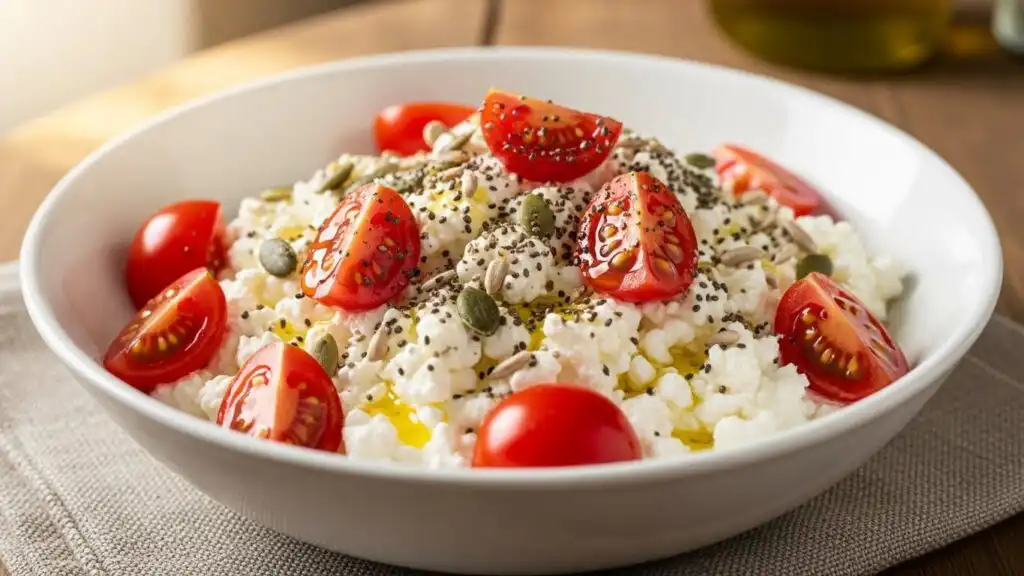 No-Cook Lunch Made Easy: Ready in Just 10 Minutes! 13 Cottage cheese bowl for a high-protein no-cook lunch