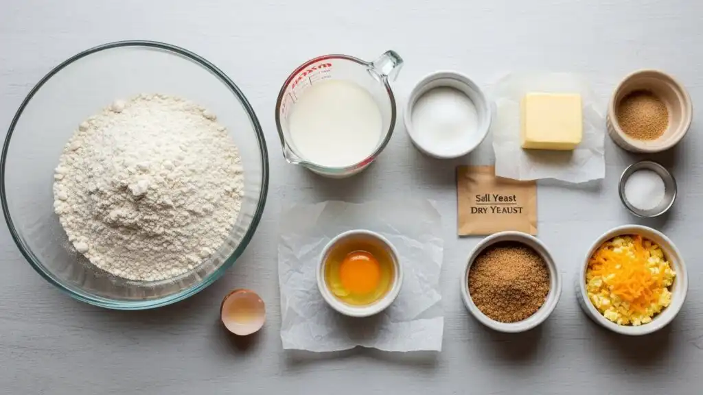 breakfast rolls ingredients on kitchen counter