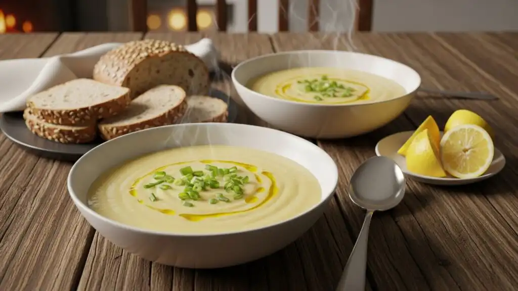 Irresistibly Creamy Potato Soup Recipe You’ll Love 7 Creamy potato soup with lemon and herbs on the table