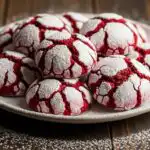 red velvet crinkle cookies on plate