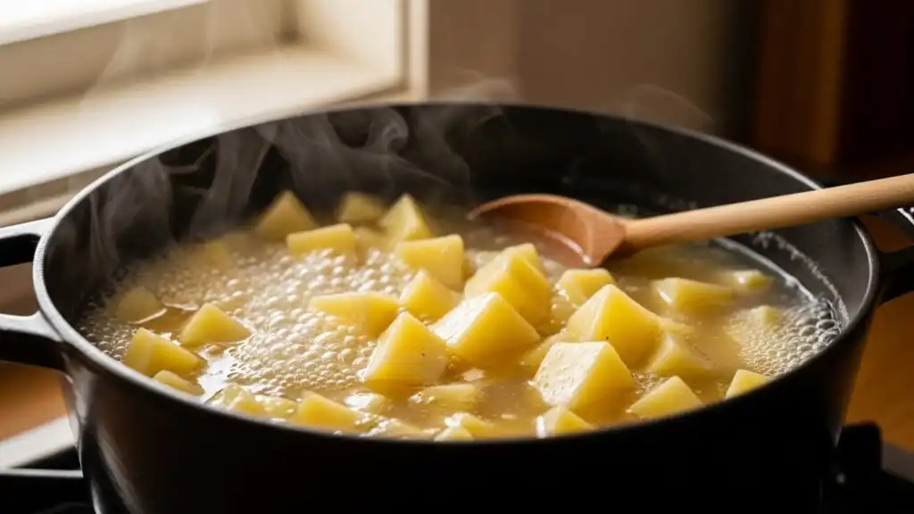 Cooking roux for potato soup base