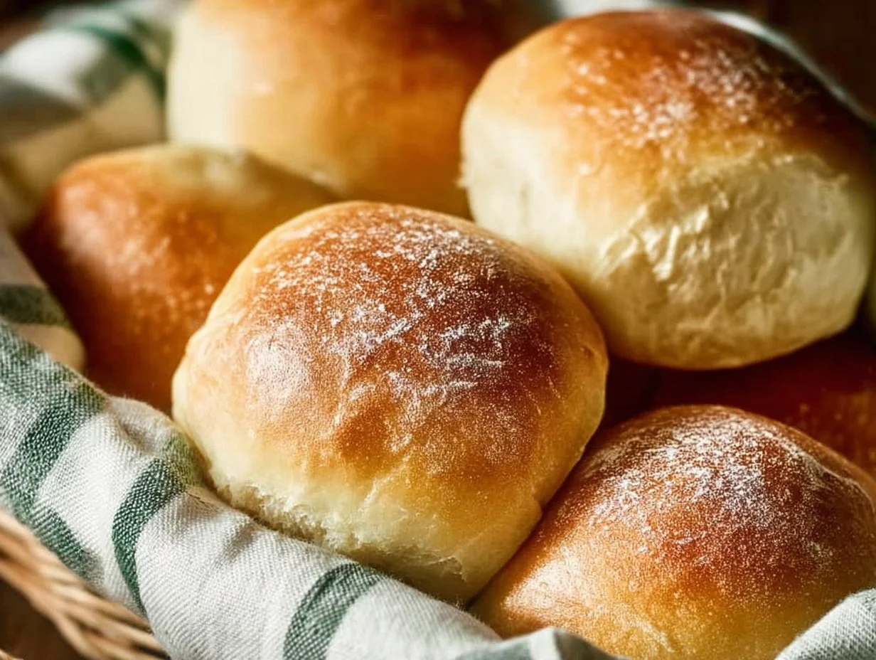 Every Meal, Made Irresistible 7 Freshly baked crusty and chewy French bread rolls on a wooden table