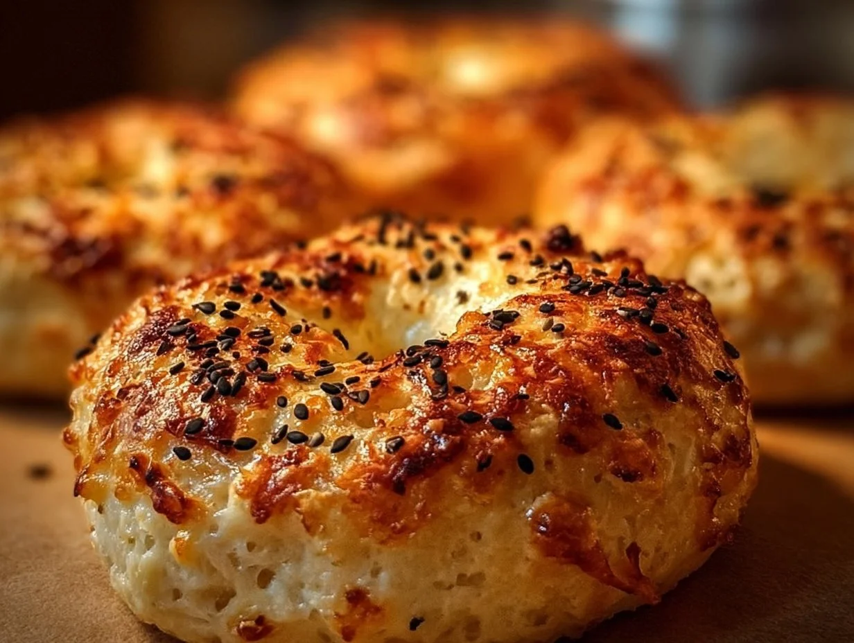 Easy cottage cheese garlic parmesan bagels fresh from the oven