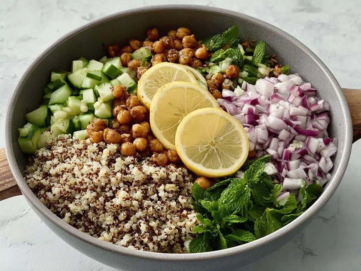 Delicious Jennifer Aniston Salad served in a bowl with fresh ingredients