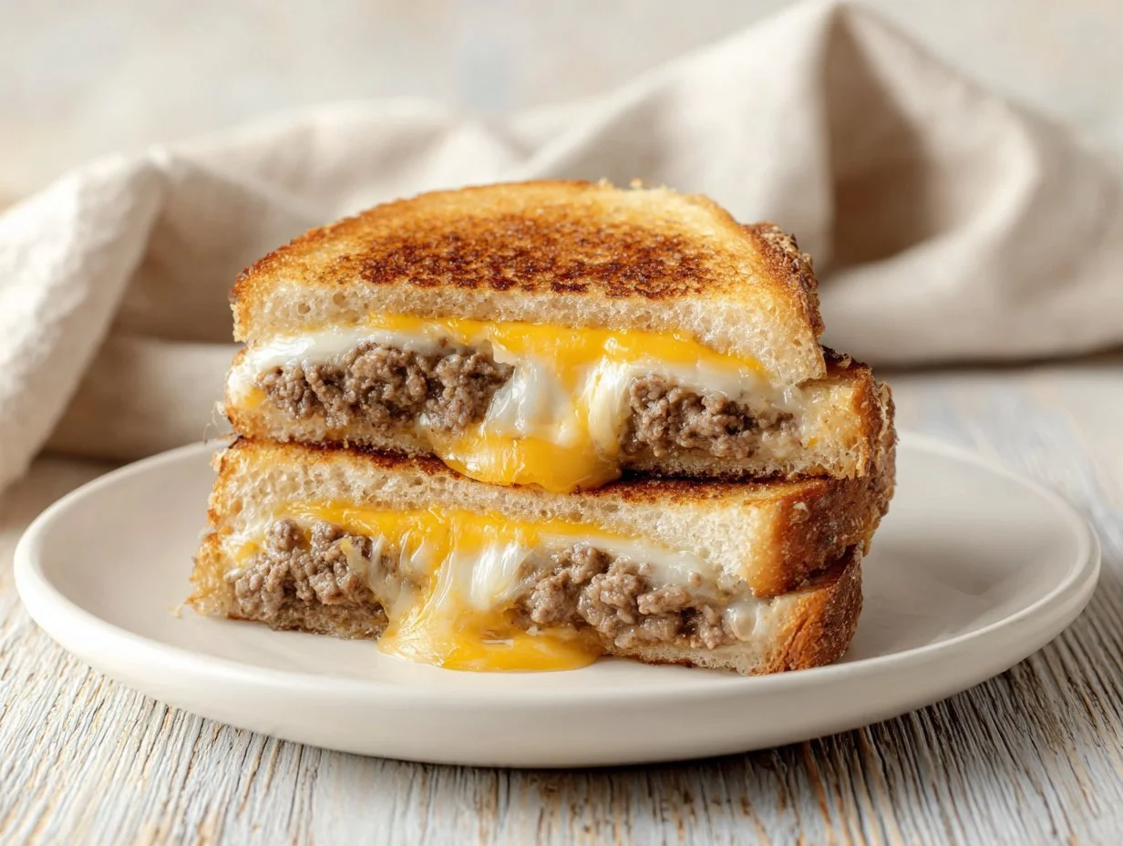 Savory Frisco Melt sandwich with melted cheese and flavorful toppings.