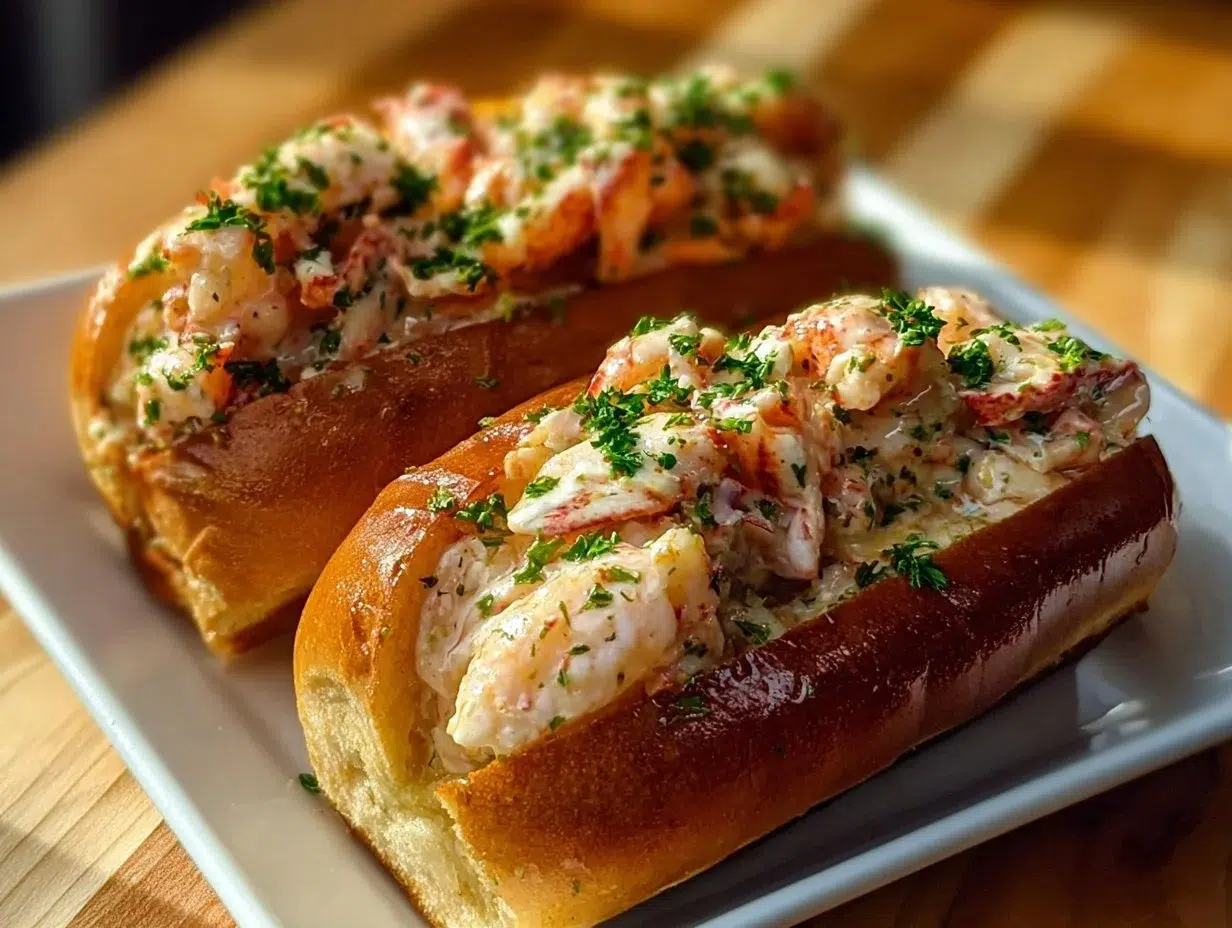 Delicious Garlic Butter Lobster Rolls served on a plate