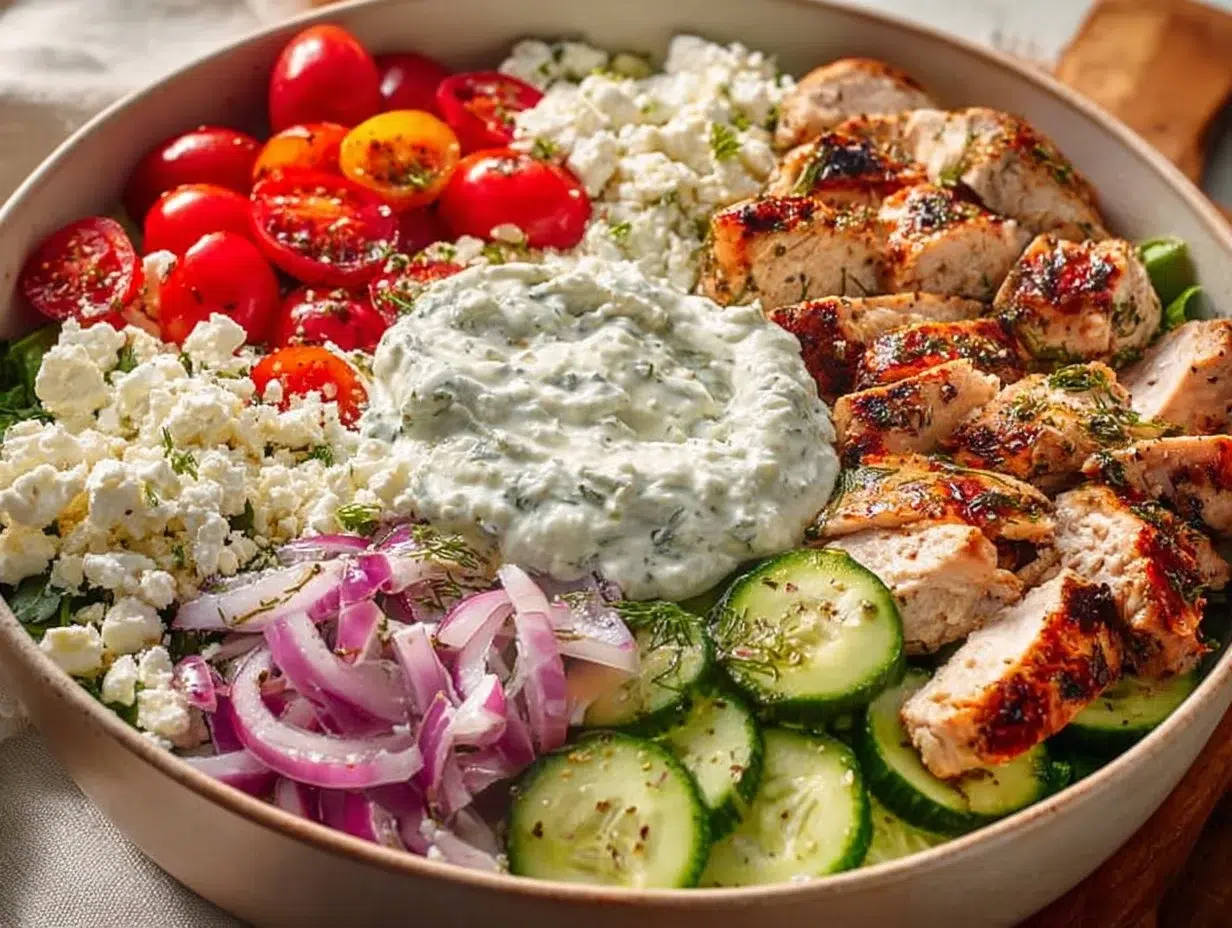 Delicious Greek Chicken Bowls with fresh ingredients and Mediterranean flavors