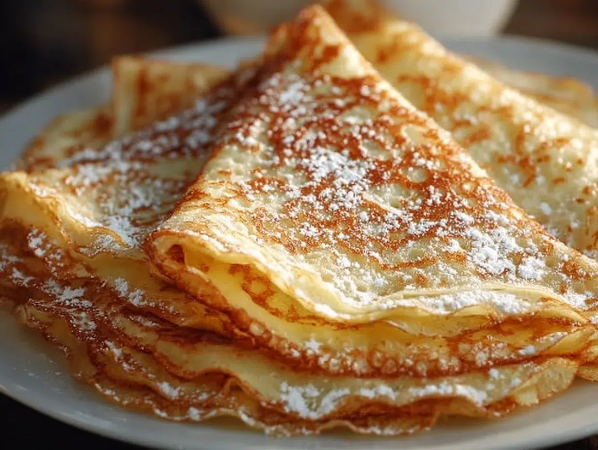 Delicious high-protein cottage cheese crepes on a plate topped with fresh fruits.