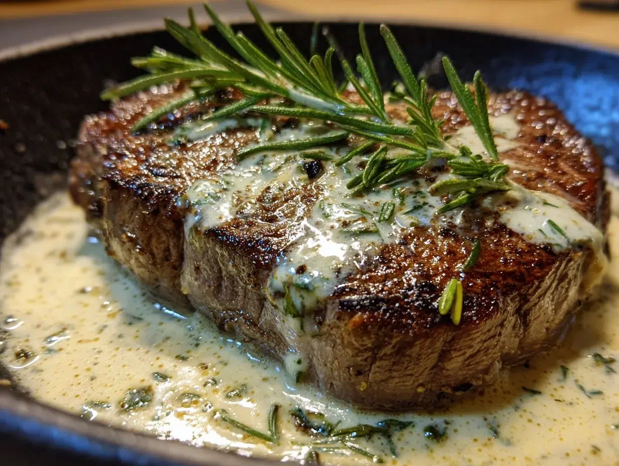 Every Meal, Made Irresistible 7 Delicious garlic cream sauce drizzled over a perfectly cooked steak