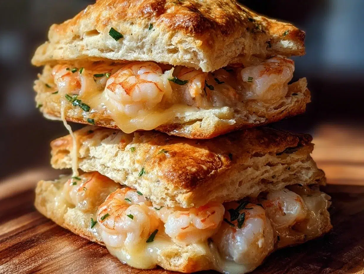 Delicious quick shrimp crab melts served on a plate.