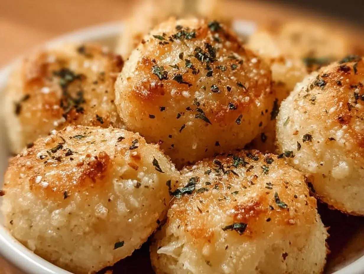 Soft and cheesy Parmesan bread bites ready to be enjoyed as a tasty snack.
