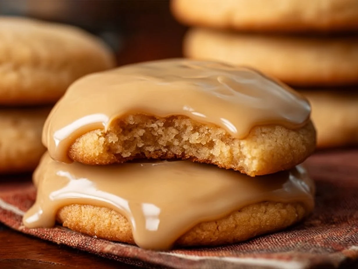 Delicious soft maple brown butter cookies on a baking tray.