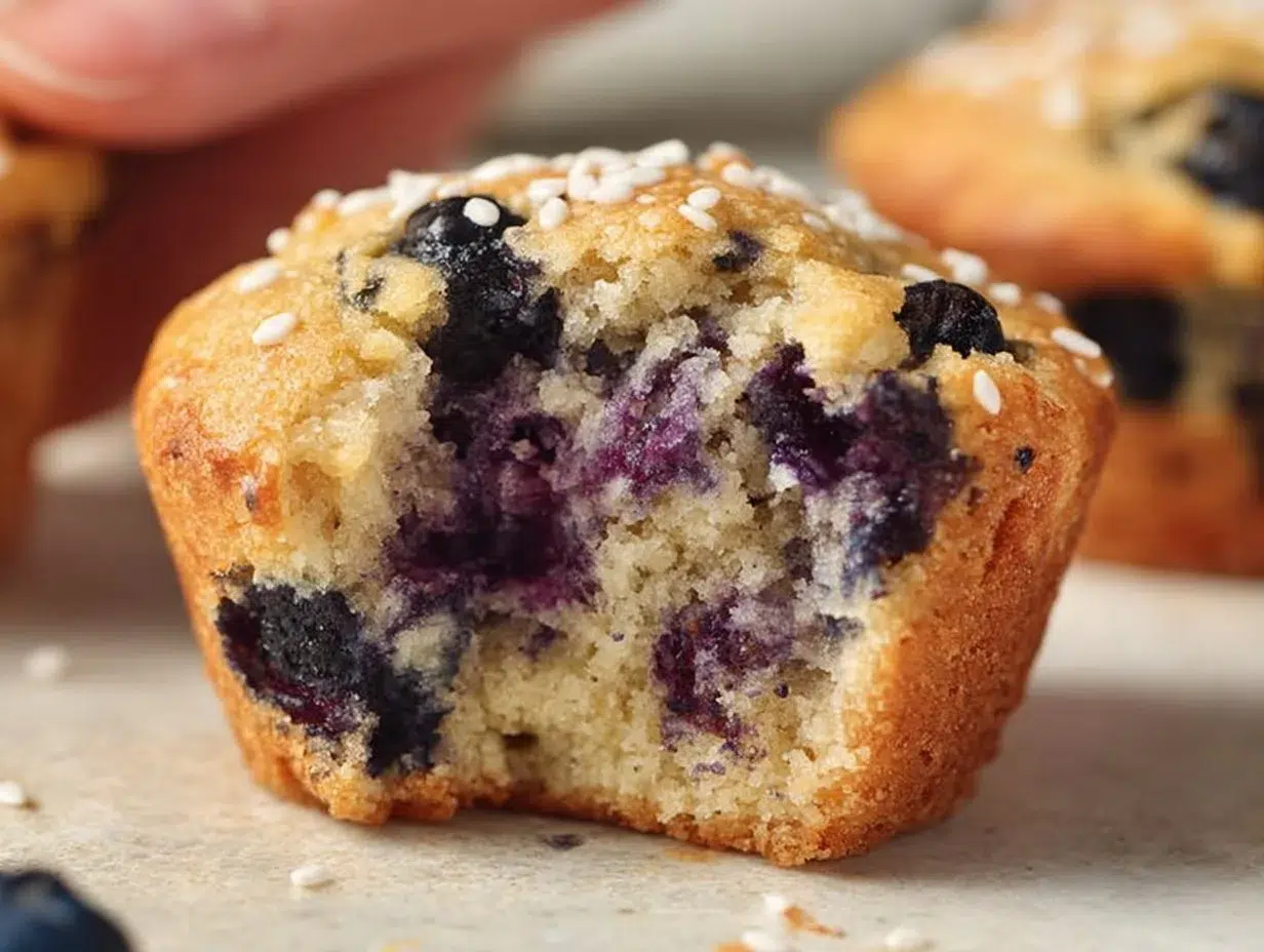 Blueberry cottage cheese muffins fresh out of the oven