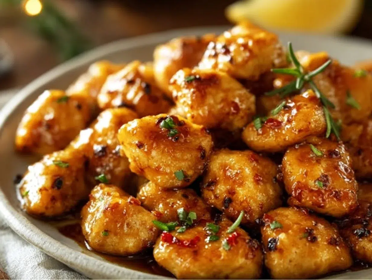 Delicious cowboy butter chicken bites served on a rustic platter
