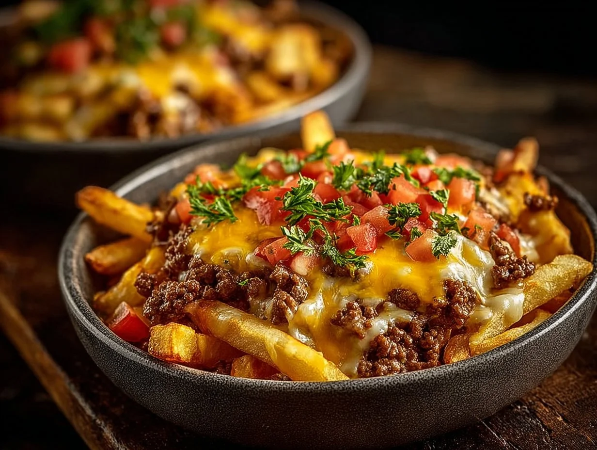Delicious cheeseburger casserole with French fries baked to perfection