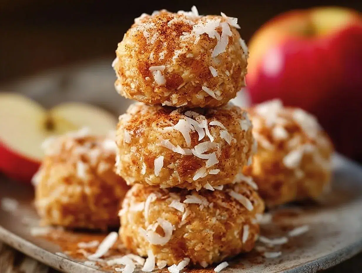 Cinnamon apple cottage cheese bites served on a plate garnished with cinnamon sticks