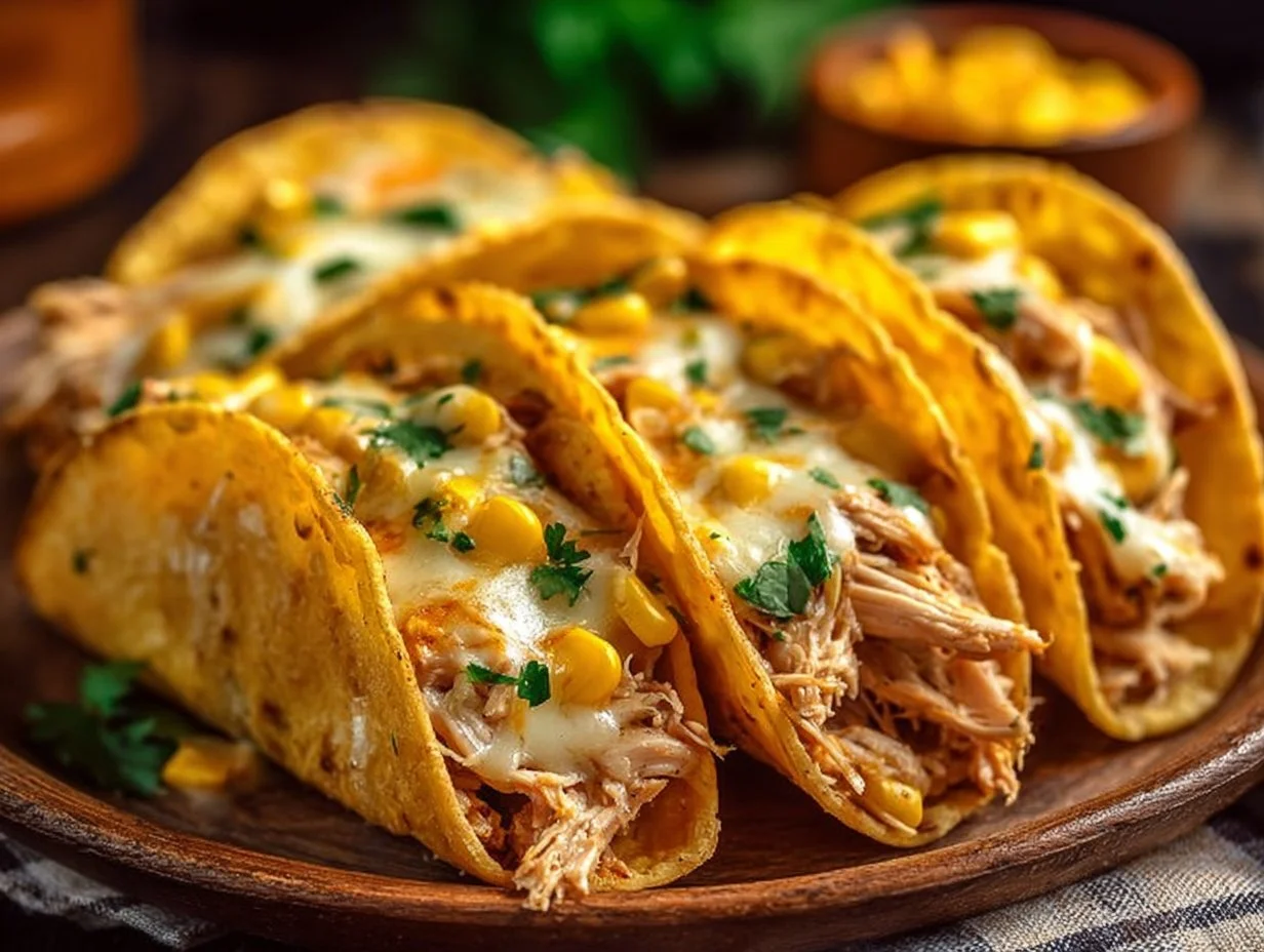 Corn Tortilla White Chicken Chili Tacos served on a plate with toppings