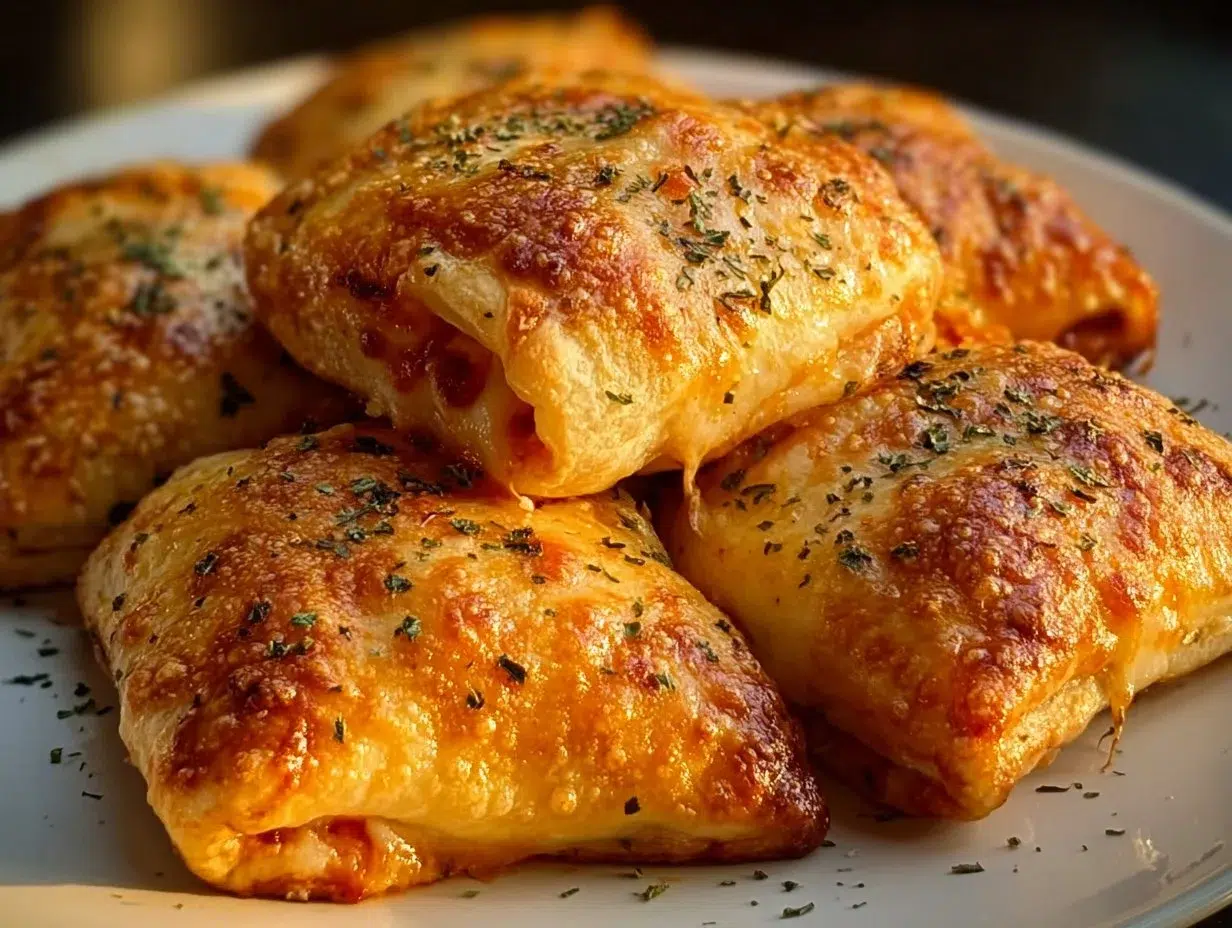 Crispy air fryer pizza rolls served on a plate.