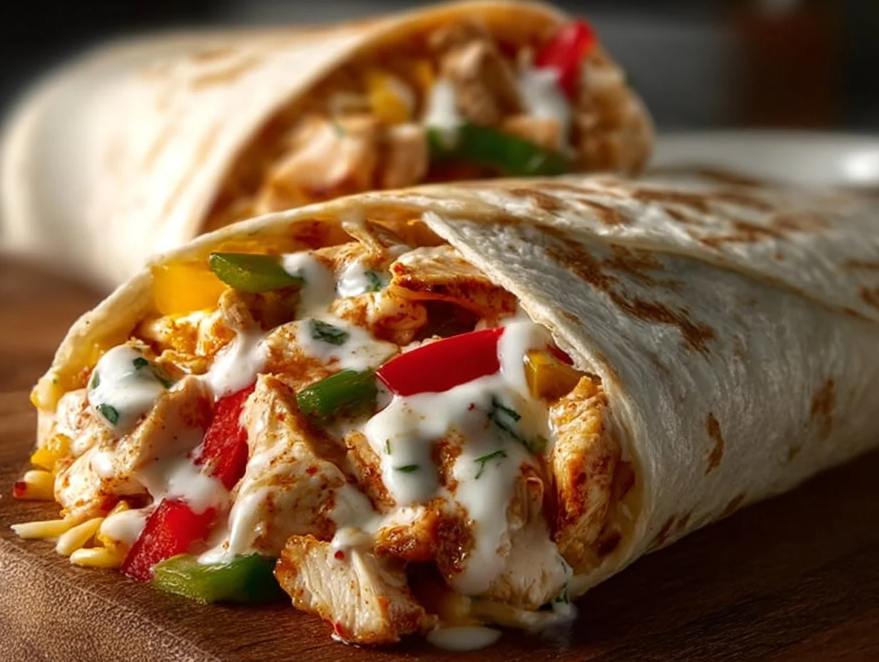 Delicious Chicken Bell Pepper Burritos with ranch seasoning ready to serve