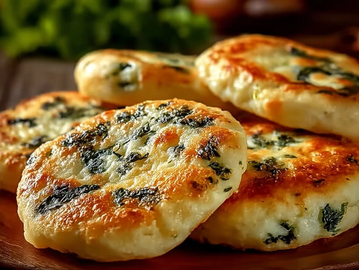 Delicious spinach cottage cheese flagels freshly baked and ready to enjoy.