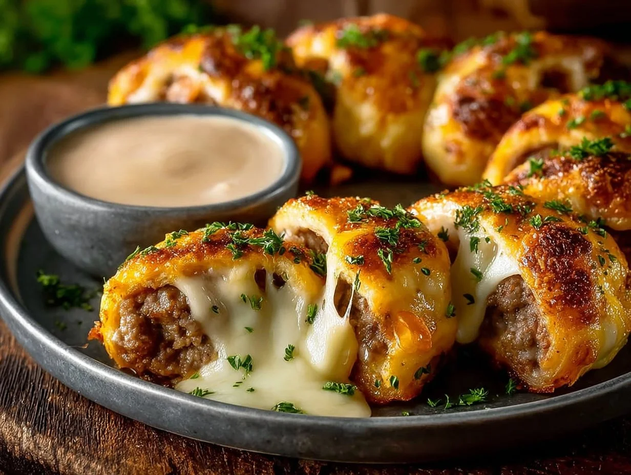 Delicious Ground Beef Cheese Roll with melted cheese and savory beef filling