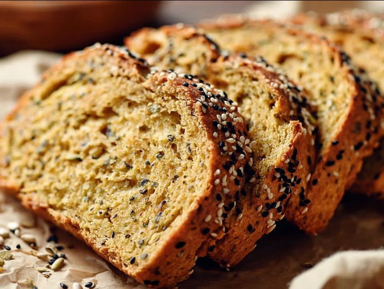 Healthy lentil bread fresh out of the oven, showcasing its inviting texture and color.