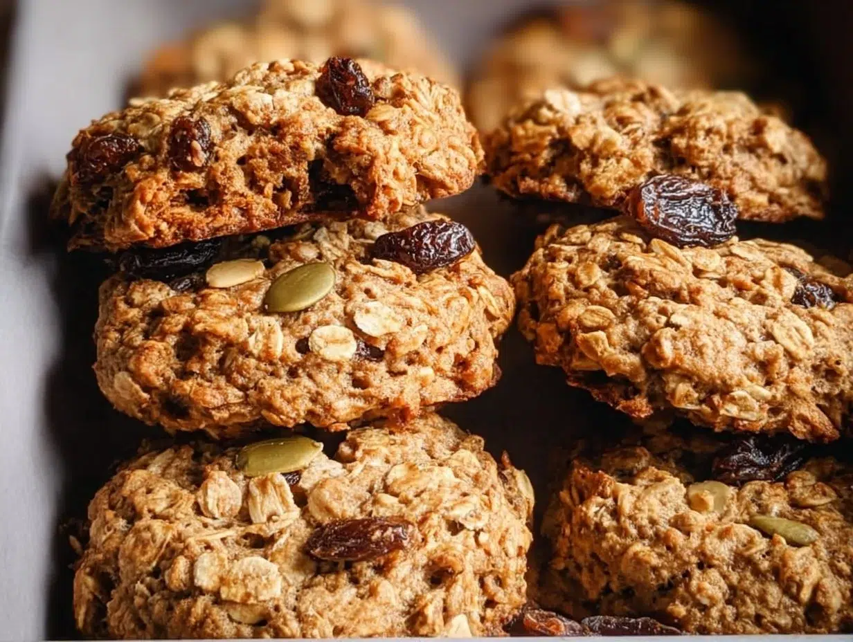 Healthy oatmeal breakfast cookies on a plate, perfect for a nutritious snack.