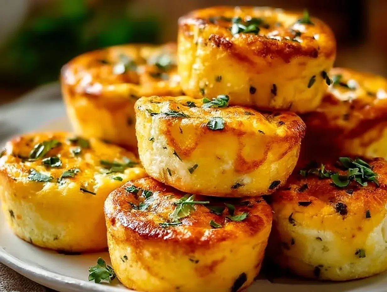 Delicious cottage cheese egg bites served on a plate for breakfast.