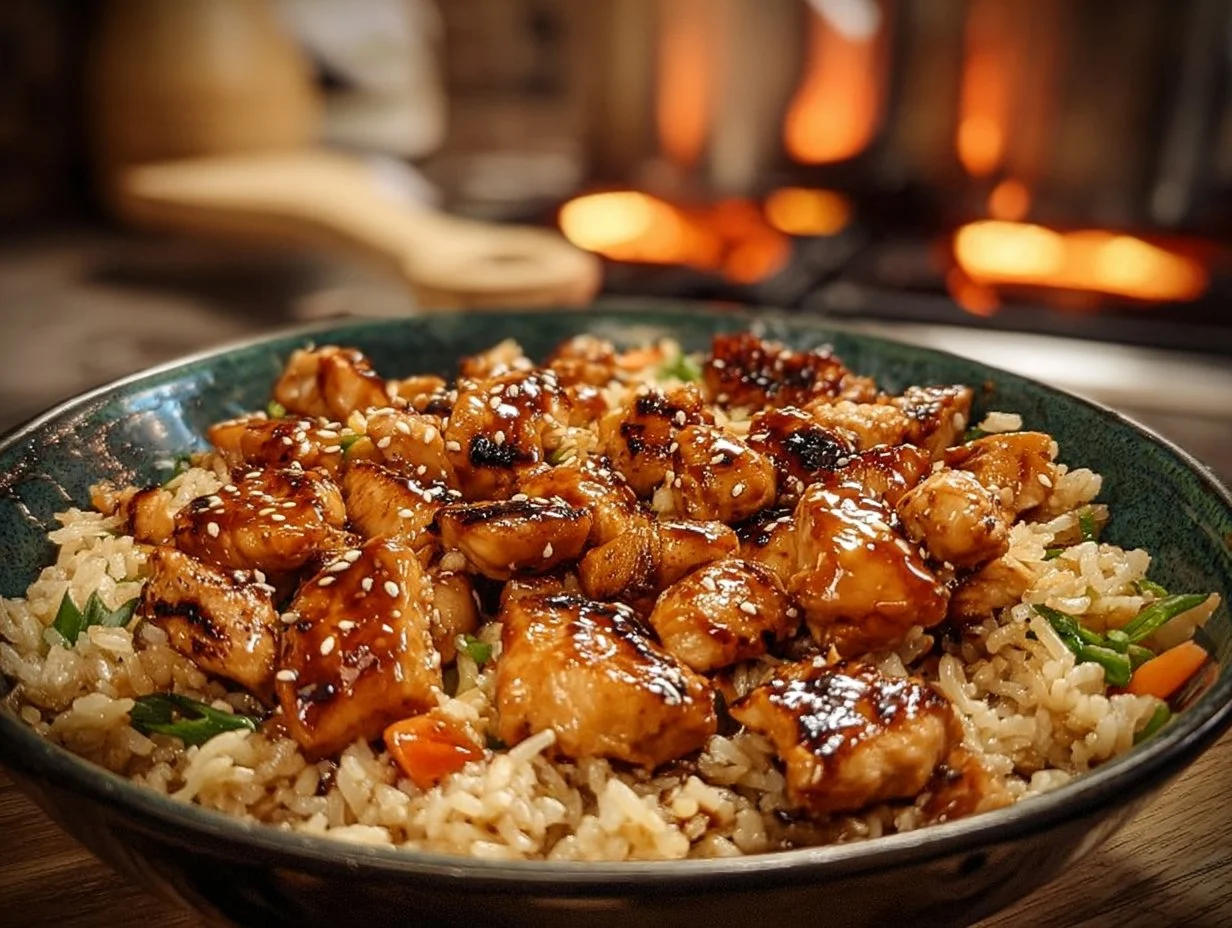 BBQ Honey Chicken with Rice and Vegetables