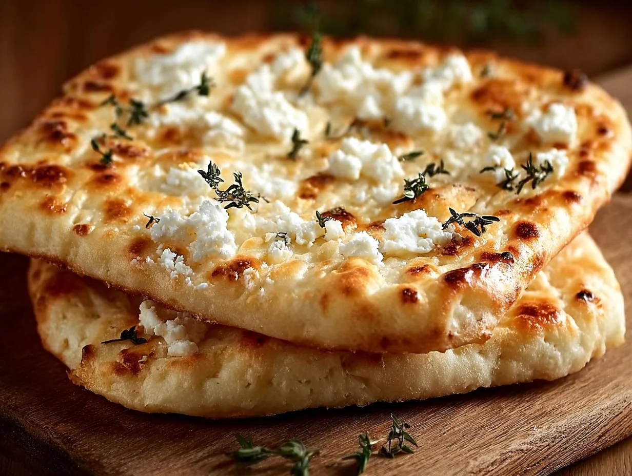 Delicious homemade cottage cheese flatbread served with fresh toppings