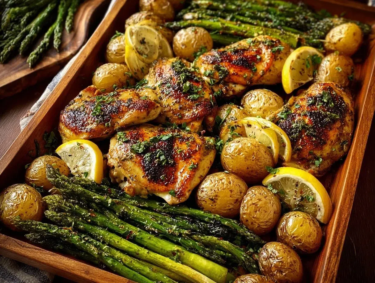 Sheet pan garlic butter chicken with roasted vegetables