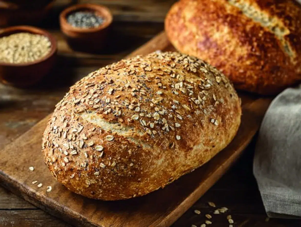 Homemade authentic Ezekiel Bread made with sprouted grains and legumes