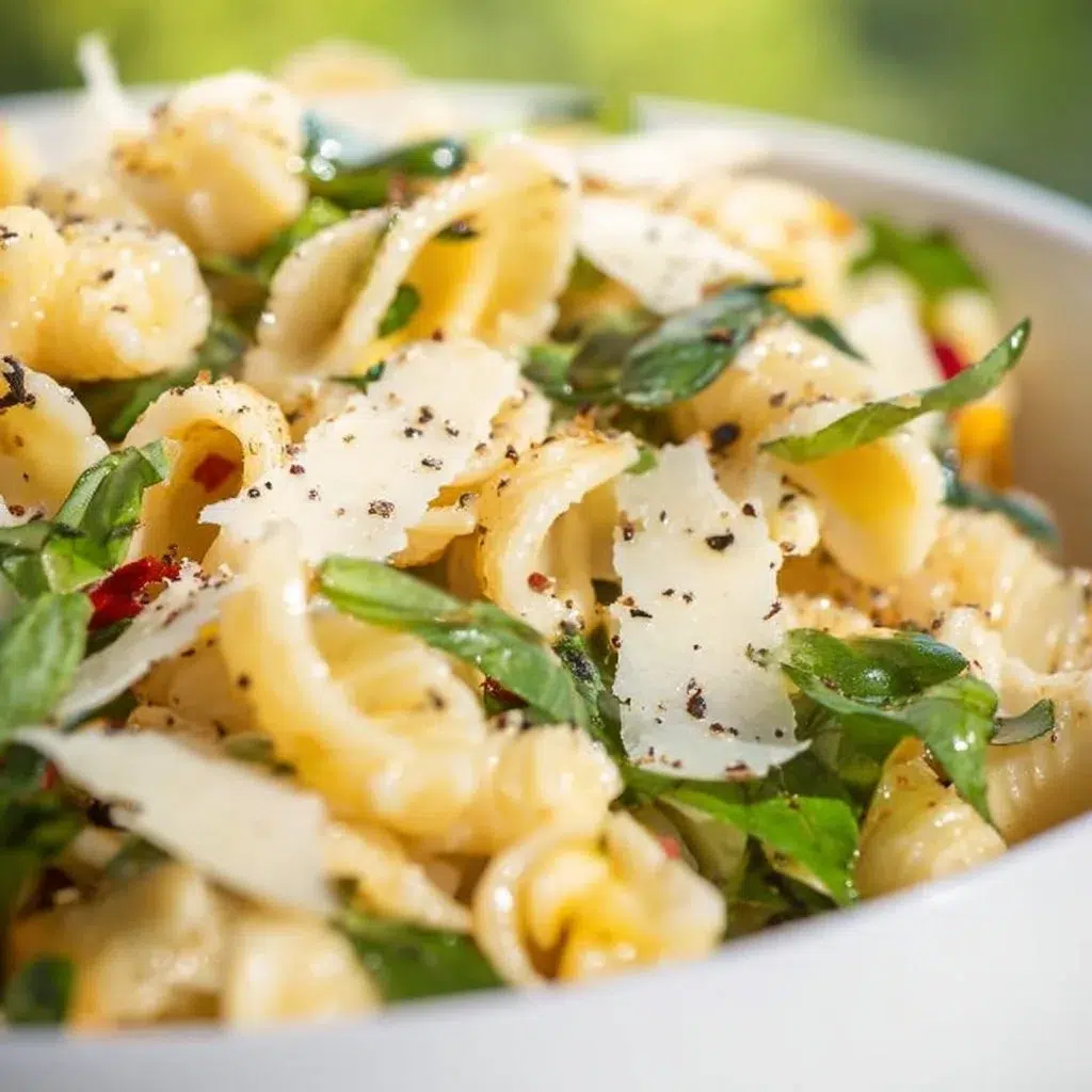 Basil Lemon Pasta Salad with fresh herbs and vibrant flavors