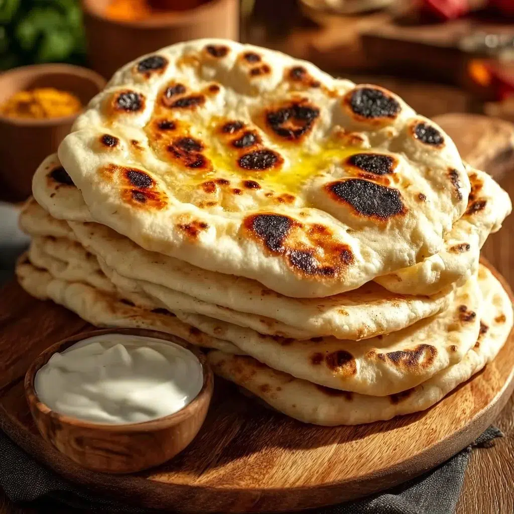 Homemade gluten-free naan bread served on a plate.