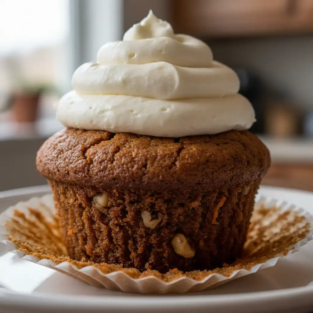 Every Meal, Made Irresistible 10 Fluffy carrot cake cupcakes topped with creamy frosting and a sprinkle of cinnamon, ready to enjoy.