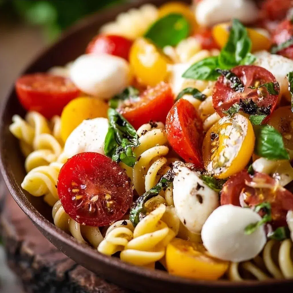 Colorful Caprese Pasta Salad 2 Colorful Caprese Pasta Salad